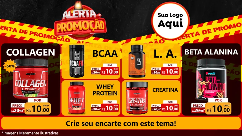 Modelo de TV para TV Horizontal com o tema Alerta de Promoção para Suplementos alimentares