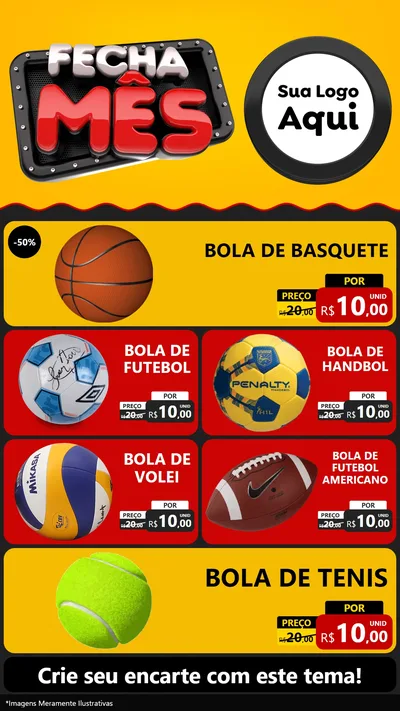 Modelo de TV para TV Vertical com o tema Fecha Mês para Artigos Esportivos