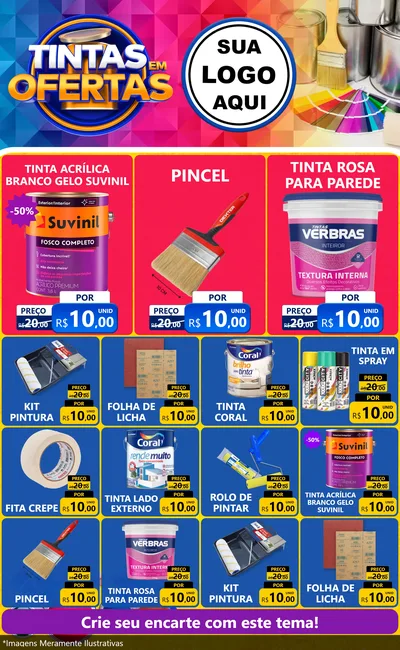 Modelo de Encarte para Encarte Grande com o tema Tintas em Ofertas para Tintas e Ferramentas