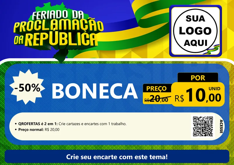 Modelo de Cartaz para Cartaz A4 Horizontal com o tema Feriado da Proclamação da República para Brinquedos