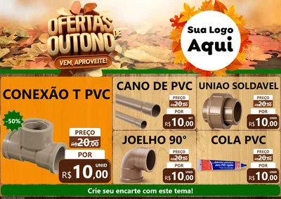 Modelo de Encarte para Encarte A4 Horizontal com o tema Ofertas de Outono - Vem, Aproveite! para Tubos e conexões