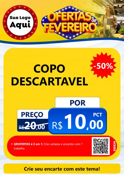 Modelo de Cartaz para Cartaz A4 Vertical com o tema Ofertas de Fevereiro para Embalagens