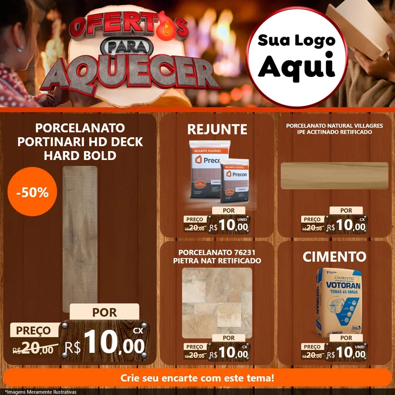 Modelo de Rede Social para Feed Facebook com o tema Ofertas Para Aquecer para Pisos e revestimentos