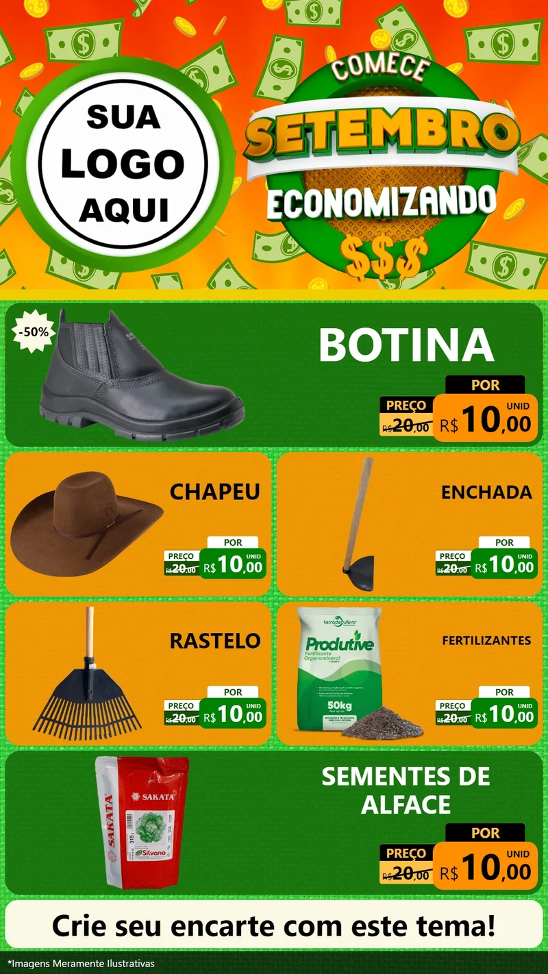 Modelo de TV para TV Vertical com o tema Comece Setembro Economizando para Agropecuária