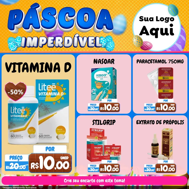 Modelo de Rede Social para Feed Facebook com o tema Páscoa Imperdível para Farmácia