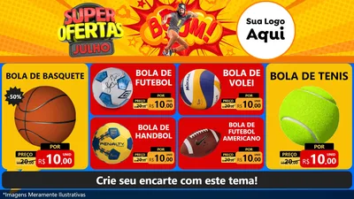 Modelo de TV para TV Horizontal com o tema Super Ofertas Julho para Artigos Esportivos