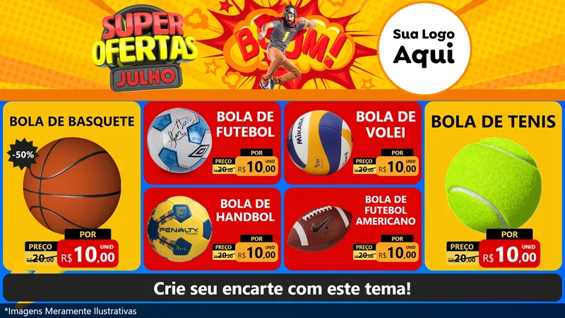 Modelo de TV para TV Horizontal com o tema Super Ofertas Julho para Artigos Esportivos