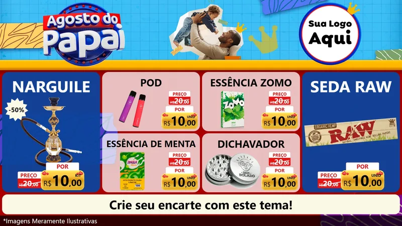 Modelo de TV para TV Horizontal com o tema Agosto do Papai para Tabacaria