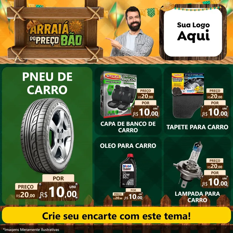 Modelo de Rede Social para Feed Facebook com o tema Arraiá do preço bão para Auto peças