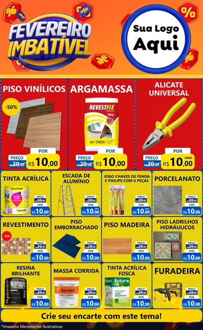 Modelo de Encarte para Encarte Grande com o tema Fevereiro Imbatível para Material para Construção