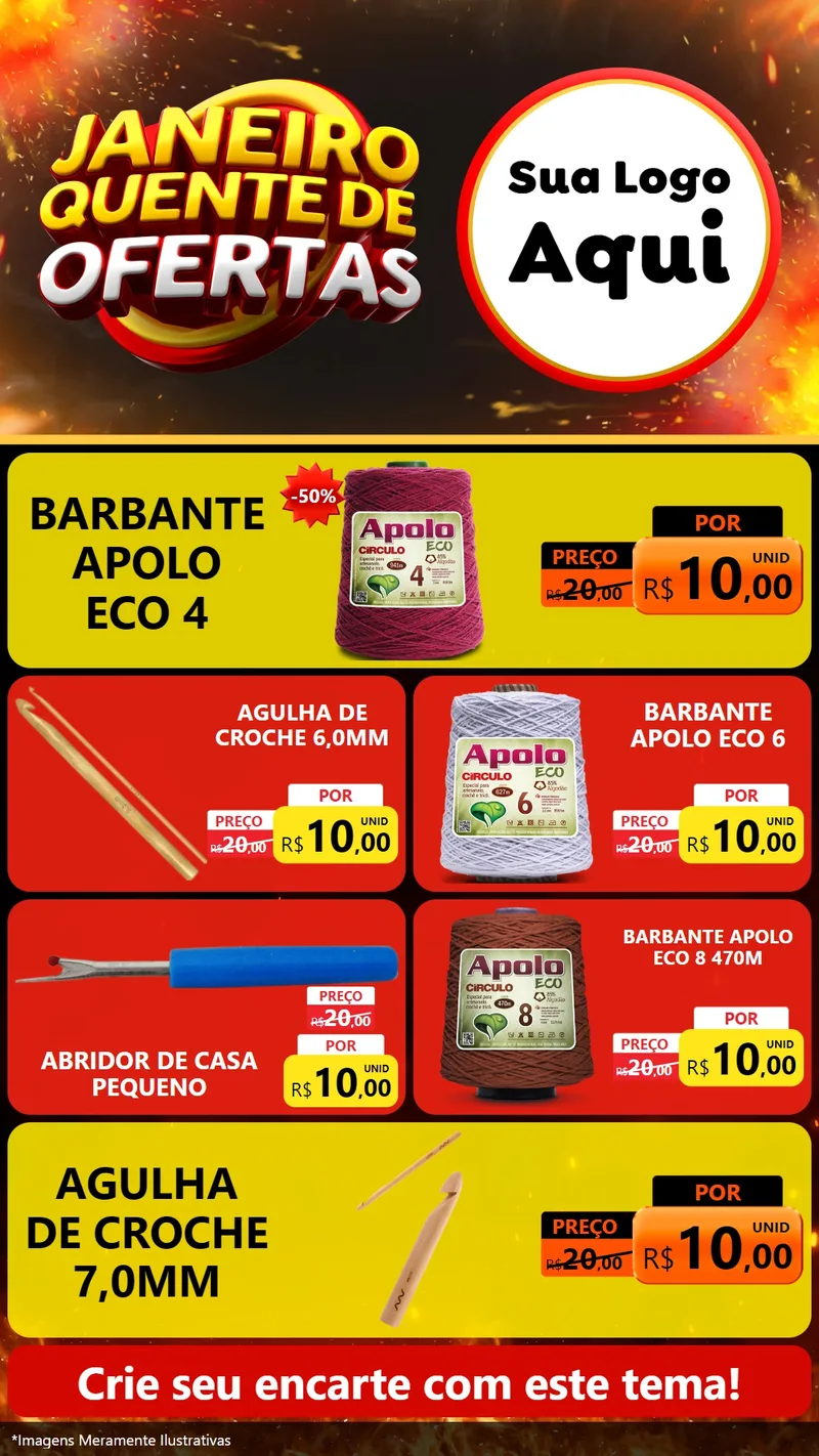 Modelo de TV para TV Vertical com o tema Janeiro Quente de Ofertas para Armarinho e Aviamentos