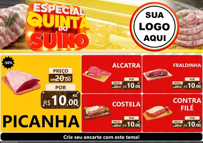 Modelo de Encarte para Encarte A4 Horizontal com o tema Especial Quinta do Suíno para Açougue
