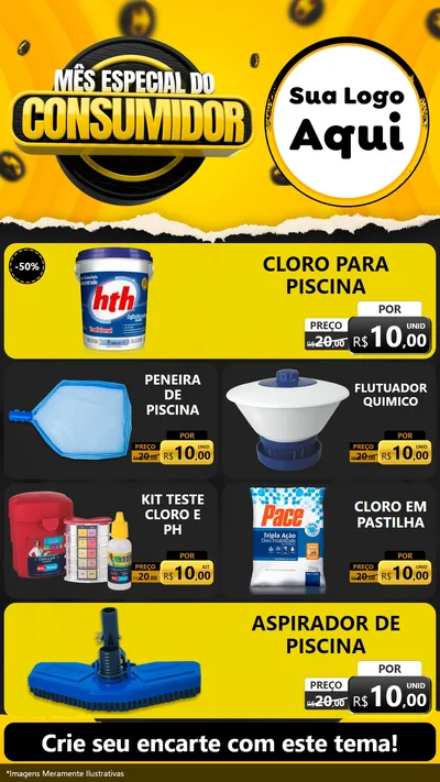 Modelo de TV para TV Vertical com o tema Mês Especial do Consumidor para Produtos para Piscina