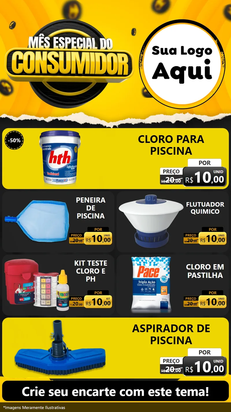 Modelo de TV para TV Vertical com o tema Mês Especial do Consumidor para Produtos para Piscina