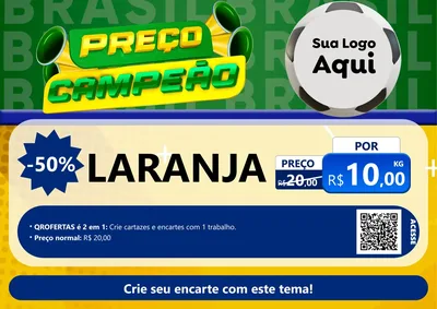 Modelo de Cartaz para Cartaz A4 Horizontal com o tema Preço Campeão - Copa para Hortifrúti
