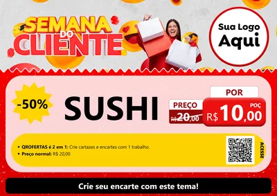 Modelo de Cartaz para Cartaz A4 Horizontal com o tema Semana do Cliente para Comida japonesa