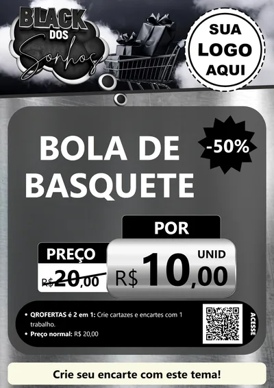 Modelo de Cartaz para Cartaz A4 Vertical com o tema Black dos Sonhos para Artigos Esportivos