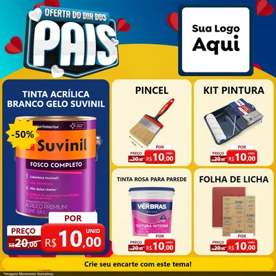 Modelo de Rede Social para Feed Facebook com o tema Oferta Do Dia Dos Pais para Tintas e Ferramentas