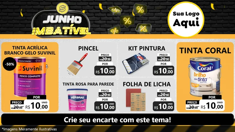 Modelo de TV para TV Horizontal com o tema Junho Imbatível para Tintas e Ferramentas