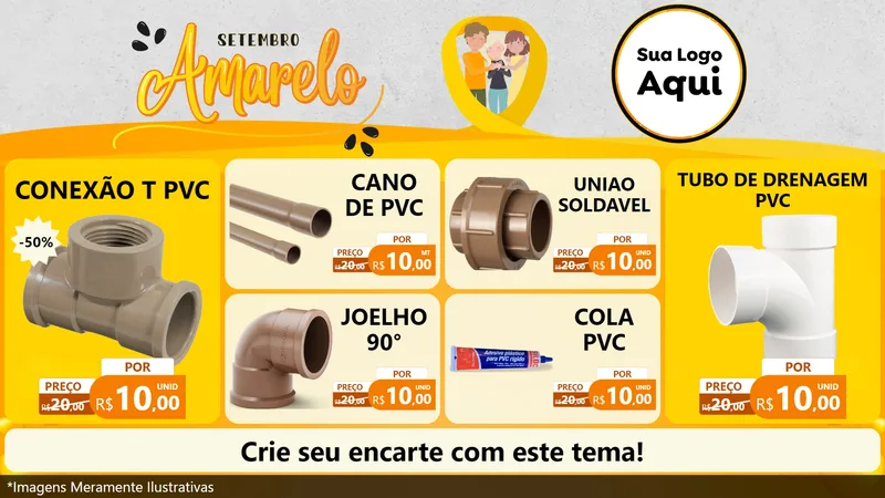 Modelo de TV para TV Horizontal com o tema Setembro Amarelo para Tubos e conexões