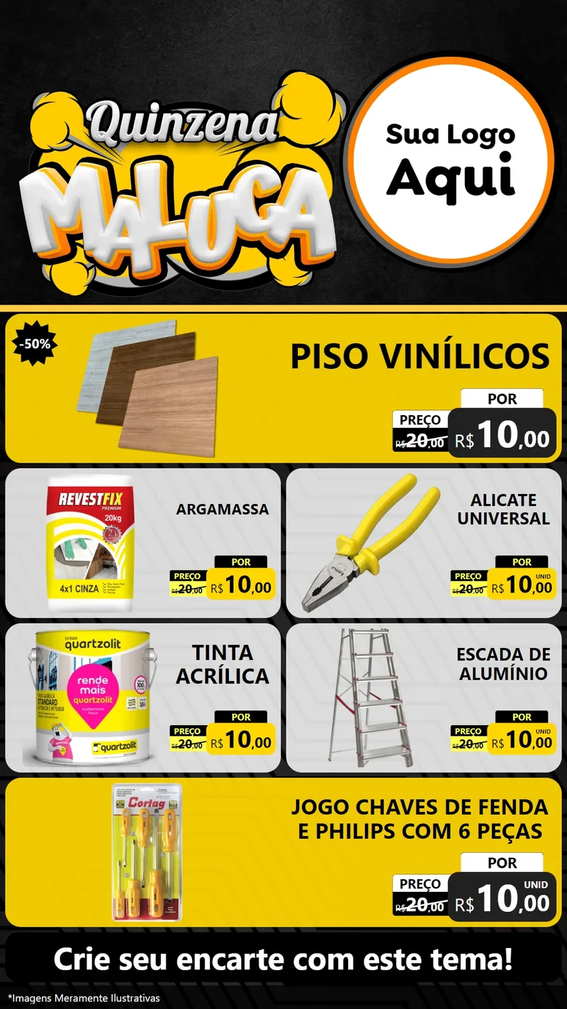 Modelo de TV para TV Vertical com o tema Quinzena Maluca para Material para Construção