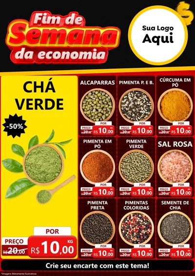 Modelo de Encarte para Encarte A4 Vertical com o tema Fim de Semana da Economia para Produtos Naturais