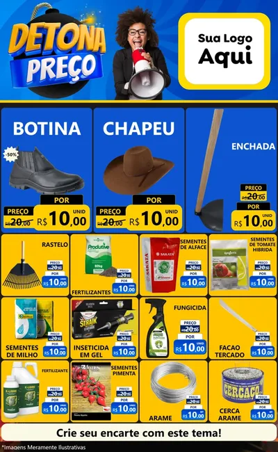 Modelo de Encarte para Encarte Grande com o tema Detona Preços para Agropecuária