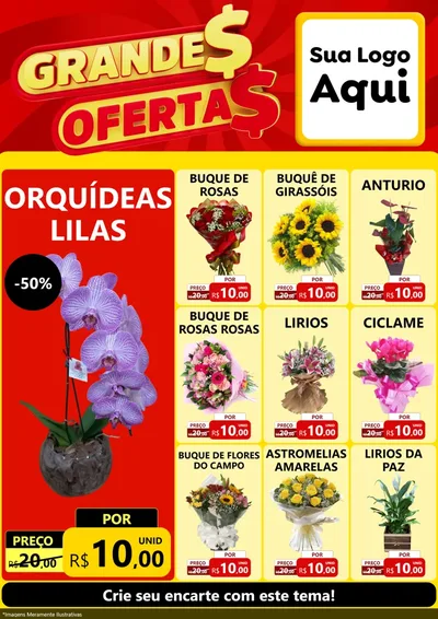 Modelo de Encarte para Encarte A4 Vertical com o tema Grandes Ofertas para Floricultura e jardim