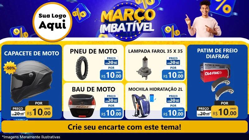 Modelo de TV para TV Horizontal com o tema Março Imbatível para Moto peças