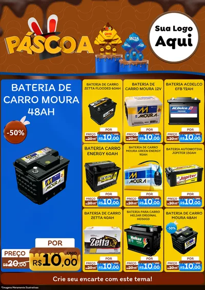Modelo de Encarte para Encarte A4 Vertical com o tema Páscoa para Baterias Elétricas
