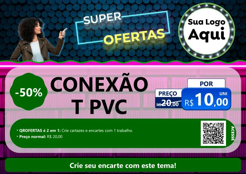 Modelo de Cartaz para Cartaz A4 Horizontal com o tema Super Ofertas para Tubos e conexões