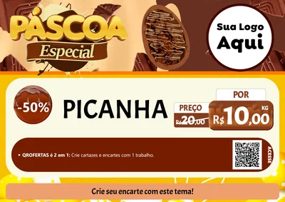 Modelo de Cartaz para Cartaz A4 Horizontal com o tema Páscoa Especial para Açougue