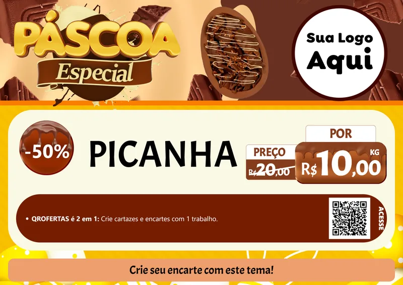 Modelo de Cartaz para Cartaz A4 Horizontal com o tema Páscoa Especial para Açougue
