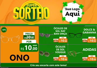 Modelo de Encarte para Encarte A4 Horizontal com o tema Super Sorteio para Óticas