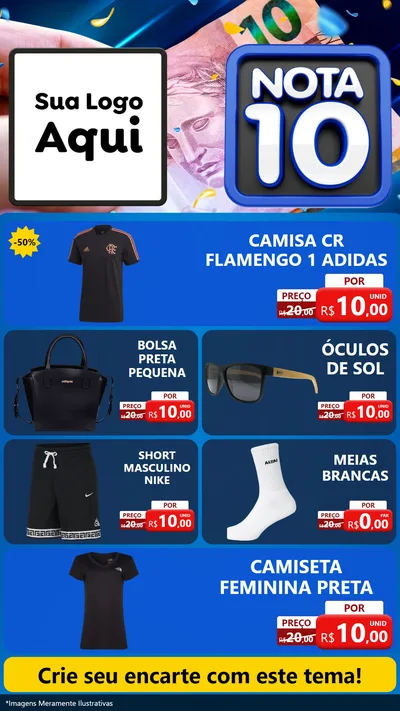 Modelo de TV para TV Vertical com o tema Nota 10 para Roupas e acessórios