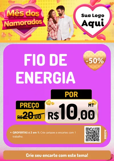 Modelo de Cartaz para Cartaz A4 Vertical com o tema Mês dos Namorados para Materiais Elétricos