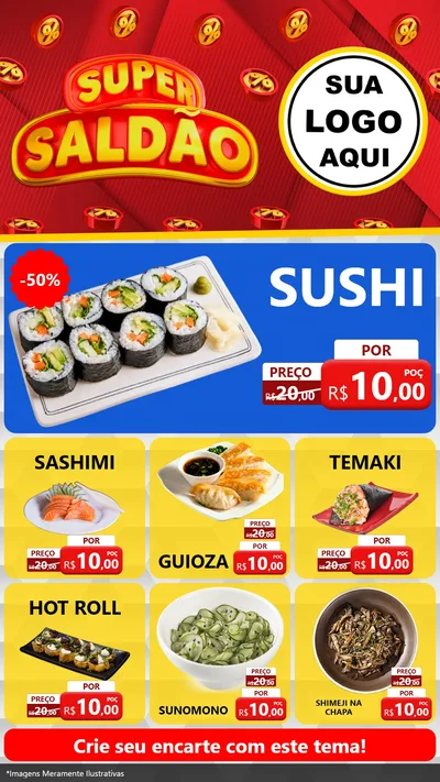 Modelo de Rede Social para Stories com o tema Super Saldão para Comida japonesa