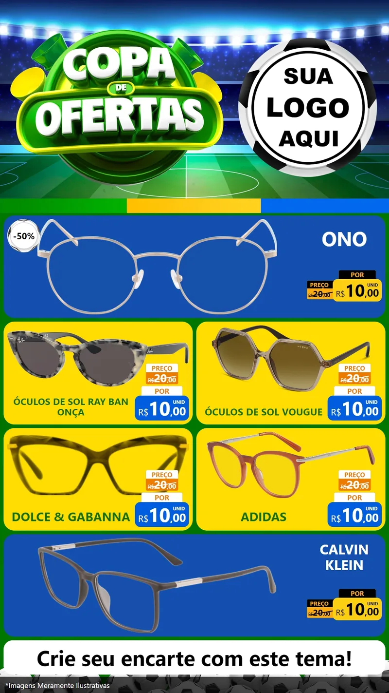 Modelo de TV para TV Vertical com o tema Copa de Ofertas para Óticas