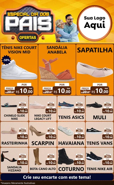 Modelo de Encarte para Encarte Grande com o tema Especial Dia dos Pais para Calçados