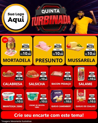 Modelo de Rede Social para Feed Instagram com o tema Quinta Turbinada para Frios e Laticínios