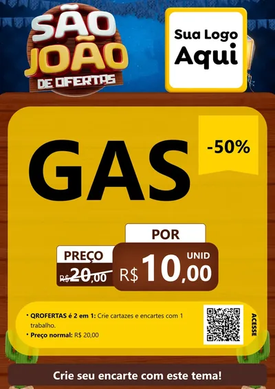 Modelo de Cartaz para Cartaz A4 Vertical com o tema São João Ofertas Imbatíveis! - Junina para Água e gás