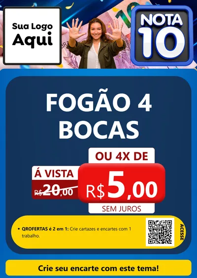 Modelo de Cartaz para Cartaz A4 Vertical com o tema Nota 10 para Móveis e Eletro