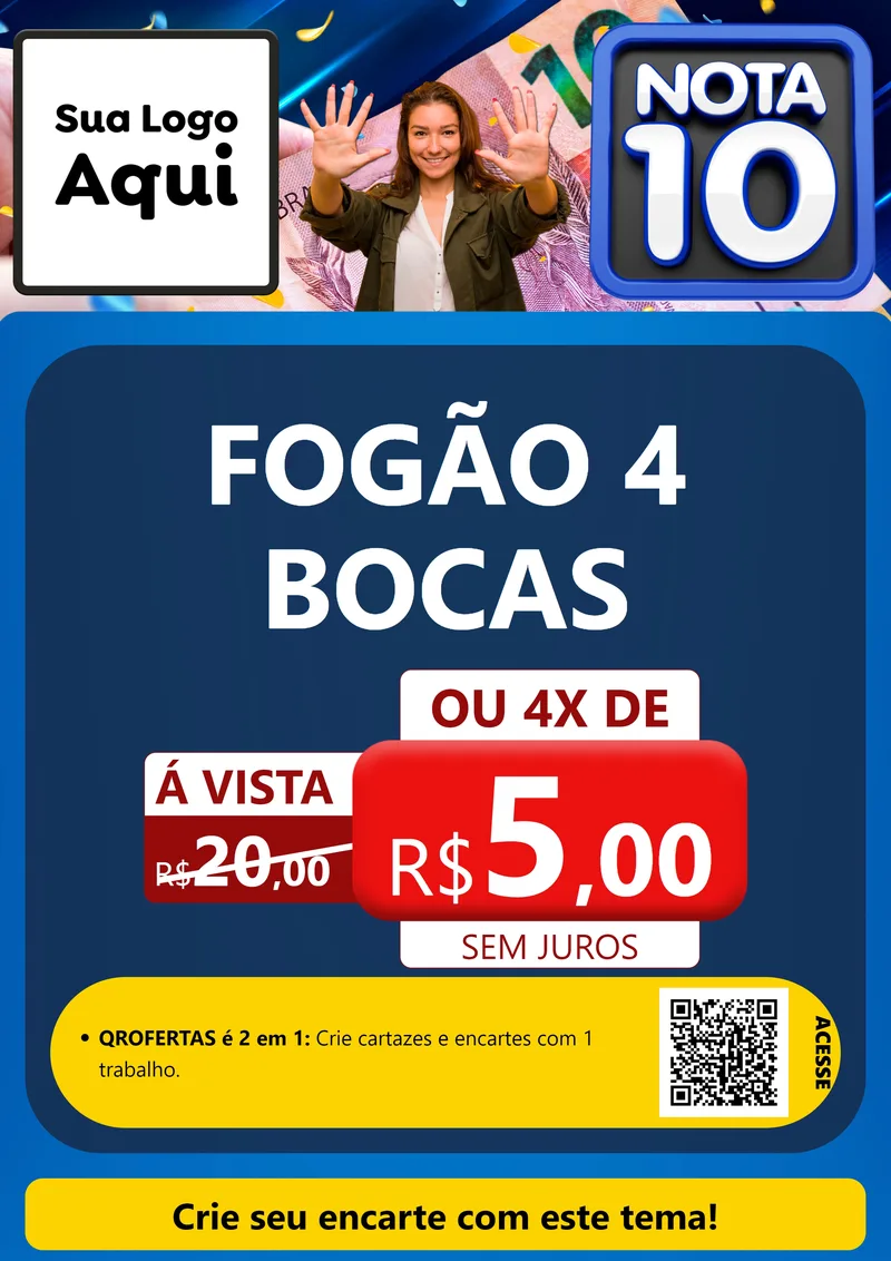 Modelo de Cartaz para Cartaz A4 Vertical com o tema Nota 10 para Móveis e Eletro