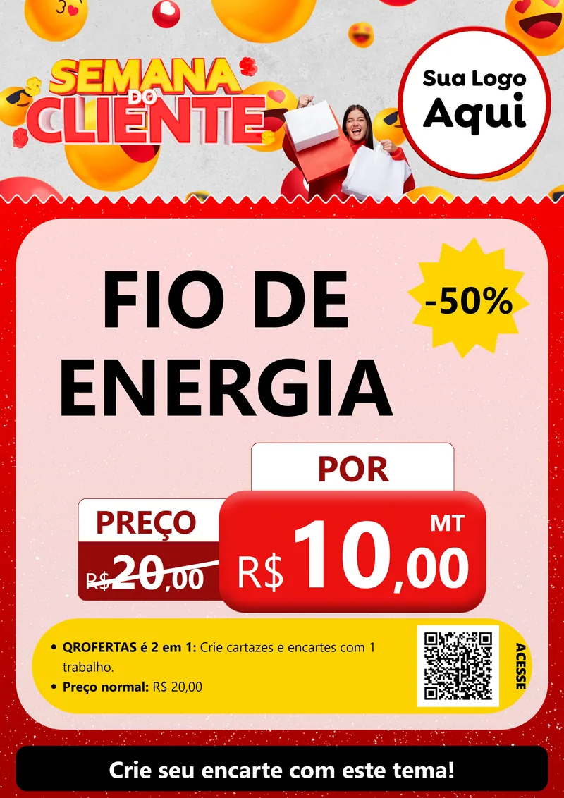 Modelo de Cartaz para Cartaz A4 Vertical com o tema Semana do Cliente para Materiais Elétricos
