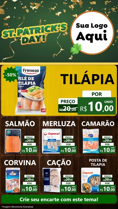 Modelo de Rede Social para Stories com o tema St Patriks Day para Peixaria