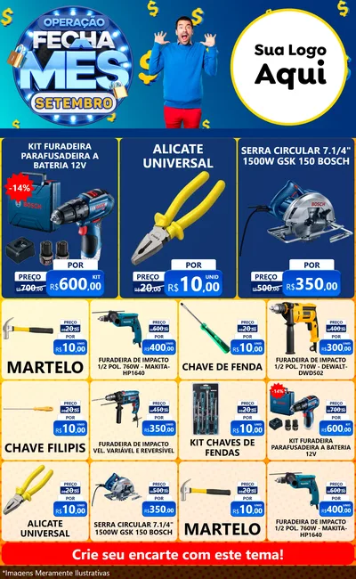 Modelo de Encarte para Encarte Grande com o tema Operação Fecha Mês Setembro para Maquinas e Ferramentas