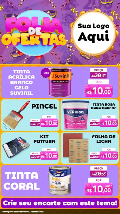 Modelo de TV para TV Vertical com o tema Folia de Ofertas para Tintas e Ferramentas