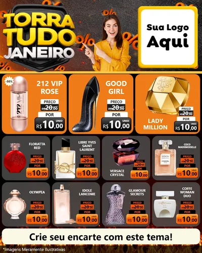 Modelo de Rede Social para Feed Instagram com o tema Torra Tudo Janeiro para Perfumes