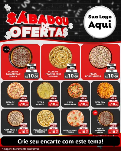 Modelo de Rede Social para Feed Instagram com o tema Sabadou de Ofertas para Pizzaria