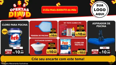 Modelo de TV para TV Horizontal com o tema Ofertas Dia D para Produtos para Piscina
